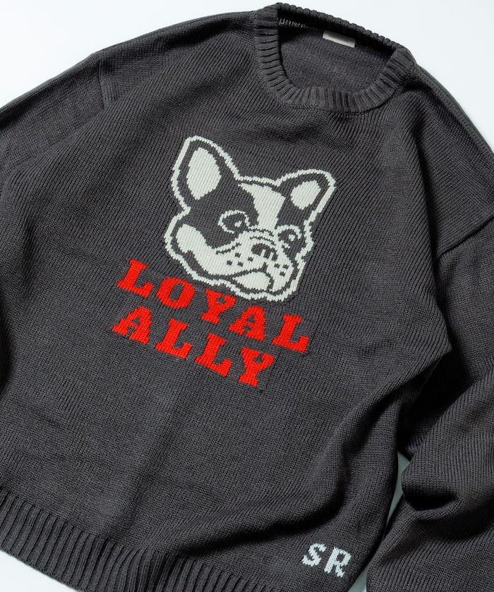 寬鬆版型提花圓領針織衫 / DOG LOYAL ALLY