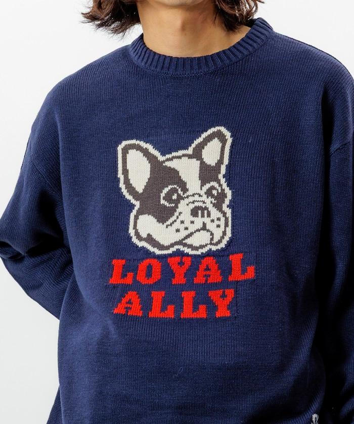 寬鬆版型提花圓領針織衫 / DOG LOYAL ALLY