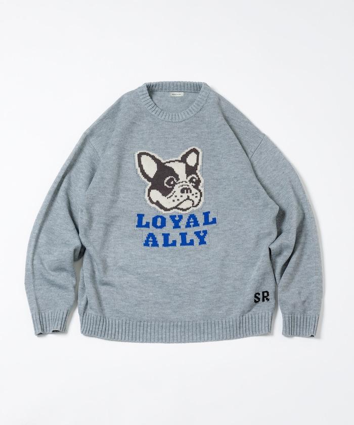 寬鬆版型提花圓領針織衫 / DOG LOYAL ALLY