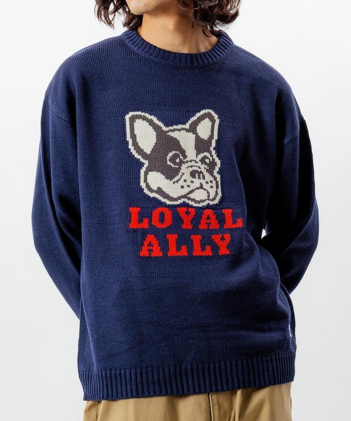 寬鬆版型提花圓領針織衫 / DOG LOYAL ALLY