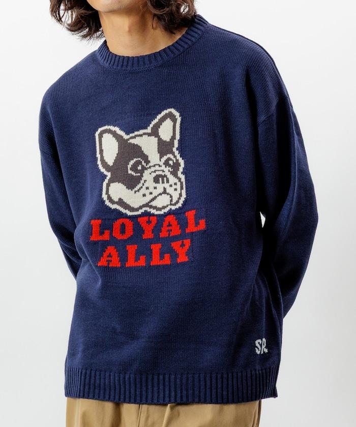 寬鬆版型提花圓領針織衫 / DOG LOYAL ALLY