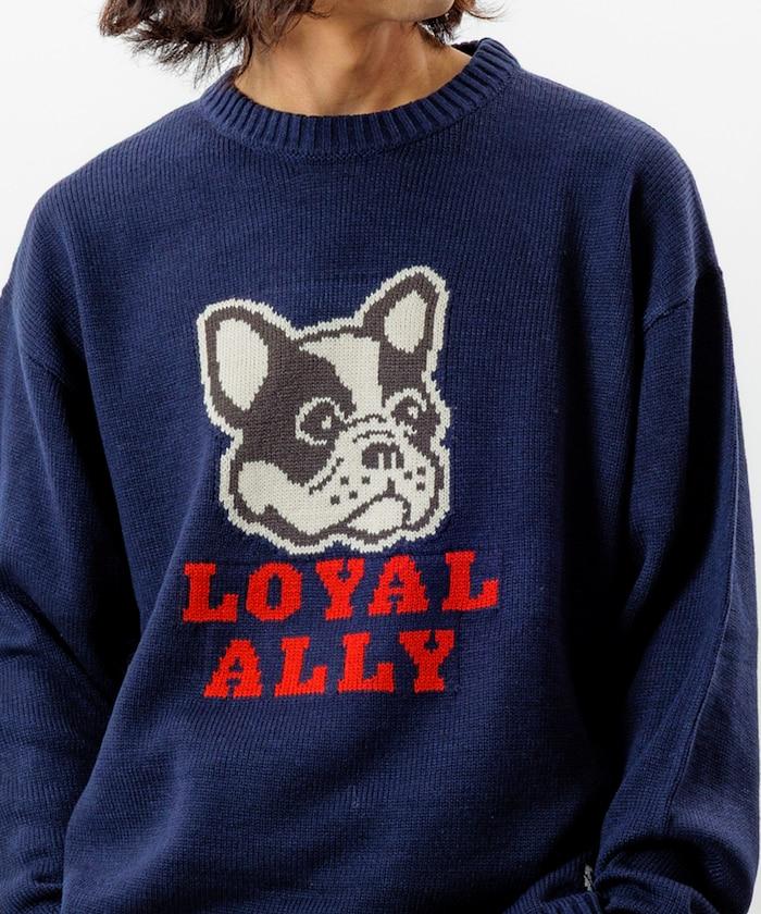 寬鬆版型提花圓領針織衫 / DOG LOYAL ALLY