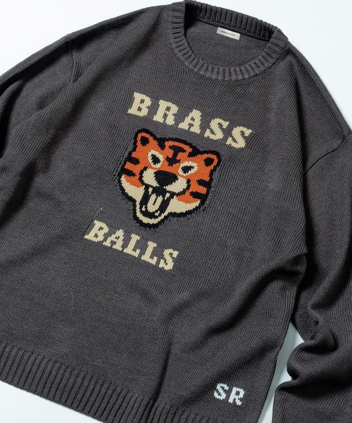 寬鬆版型提花圓領針織衫 / TIGER BRASSBALLS