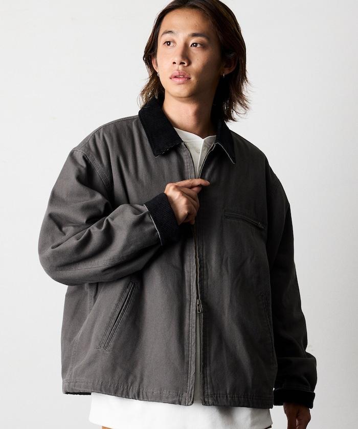 寬鬆版型燈芯絨拼接鴨絨夾克