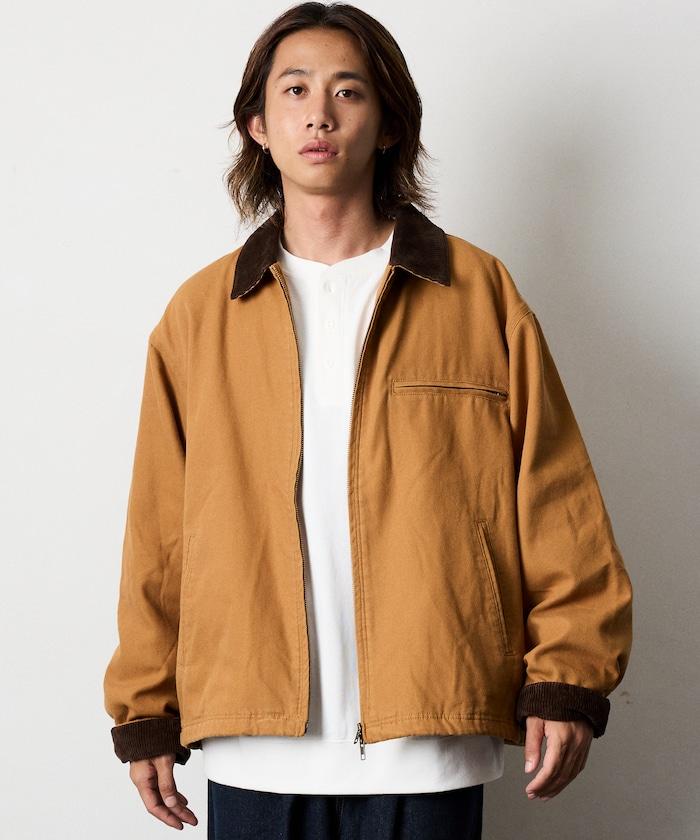 寬鬆版型燈芯絨拼接鴨絨夾克