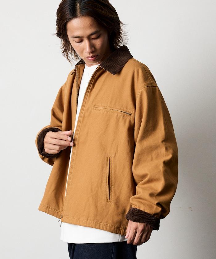 寬鬆版型燈芯絨拼接鴨絨夾克