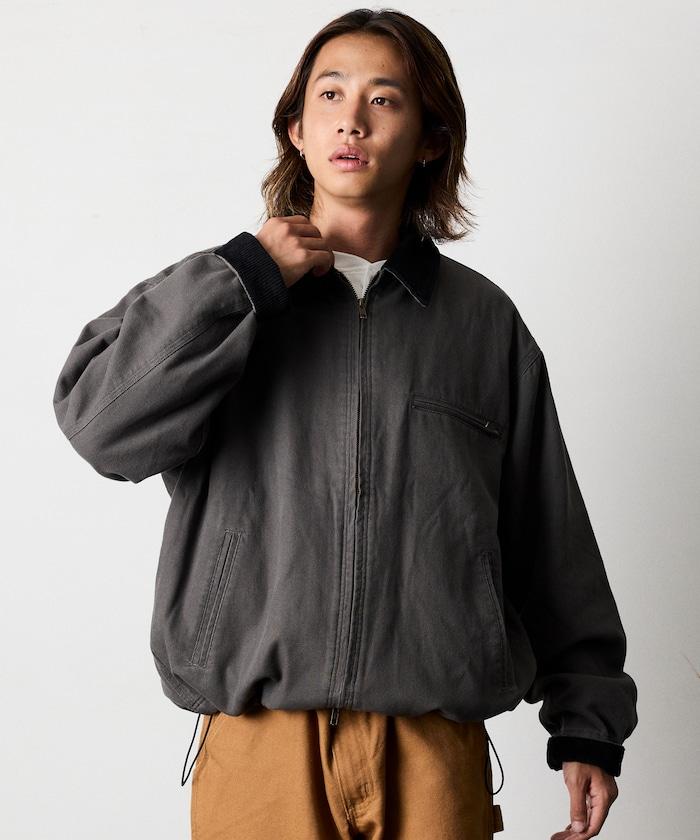 寬鬆版型燈芯絨拼接鴨絨夾克