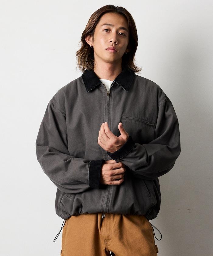 寬鬆版型燈芯絨拼接鴨絨夾克