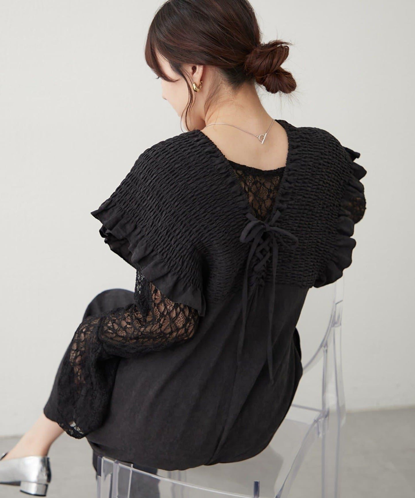 桃色磨毛褶皺揹帶褲