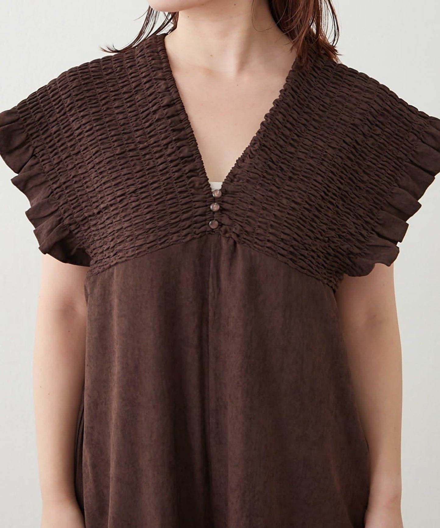 桃色磨毛褶皺揹帶褲