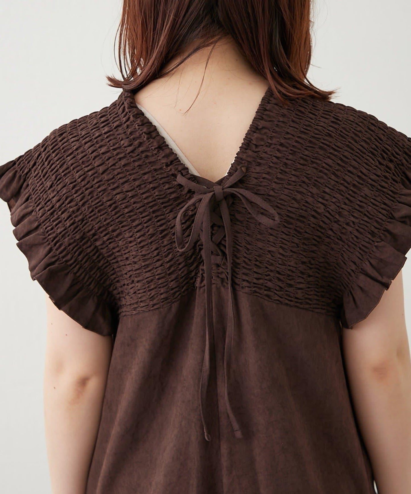 桃色磨毛褶皺揹帶褲