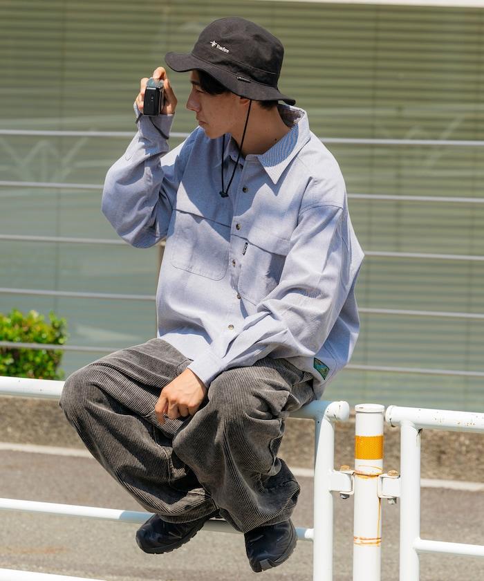 寬鬆褶皺抽繩燈芯絨長褲