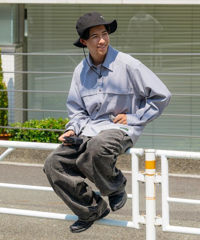寬鬆褶皺抽繩燈芯絨長褲