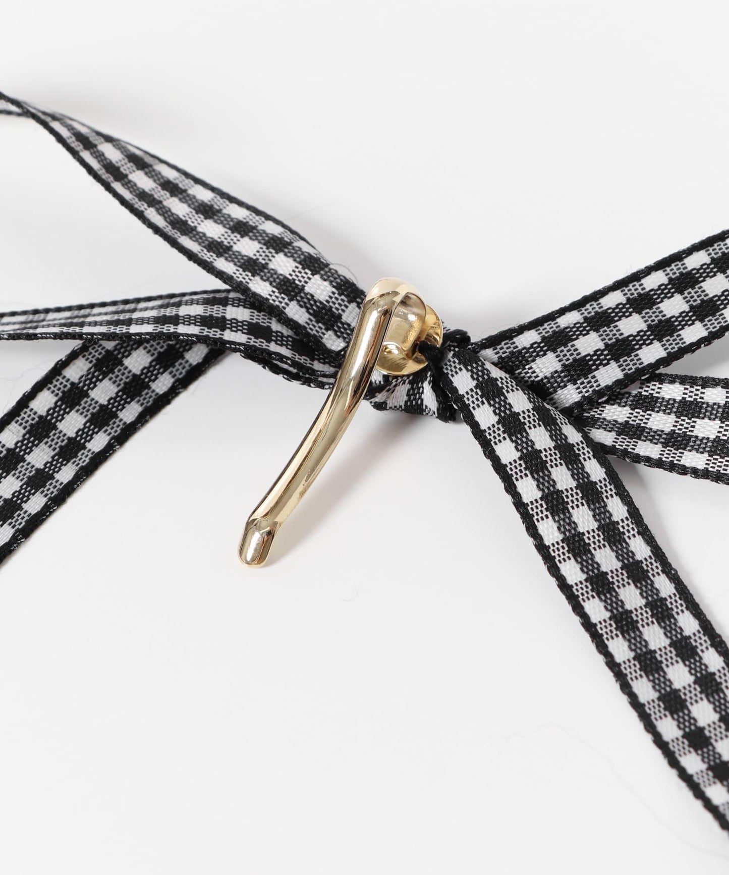 格子蝴蝶結兩件套髮圈