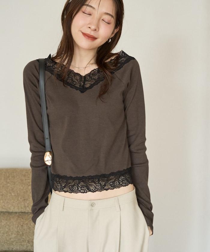 2way蕾絲長袖上衣