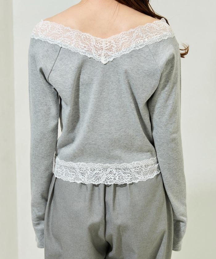 2way蕾絲長袖上衣