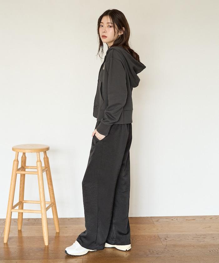 標誌刺繡加絨全拉鍊連帽衛衣(可搭配套裝)