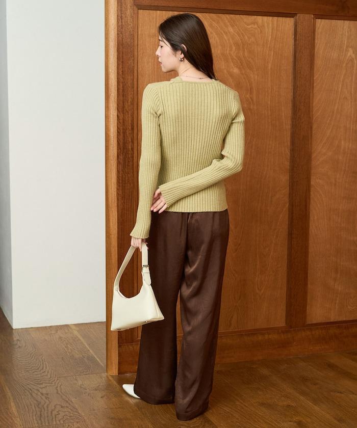 拼接紐釦針織開衫套頭衫