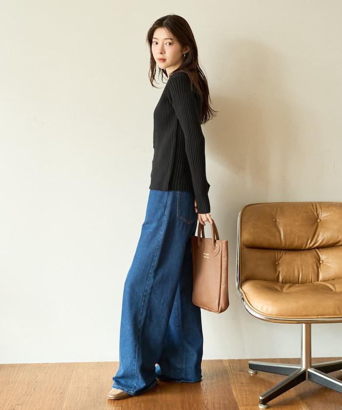 拼接紐釦針織開衫套頭衫