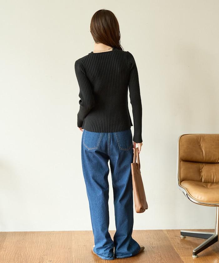 拼接紐釦針織開衫套頭衫