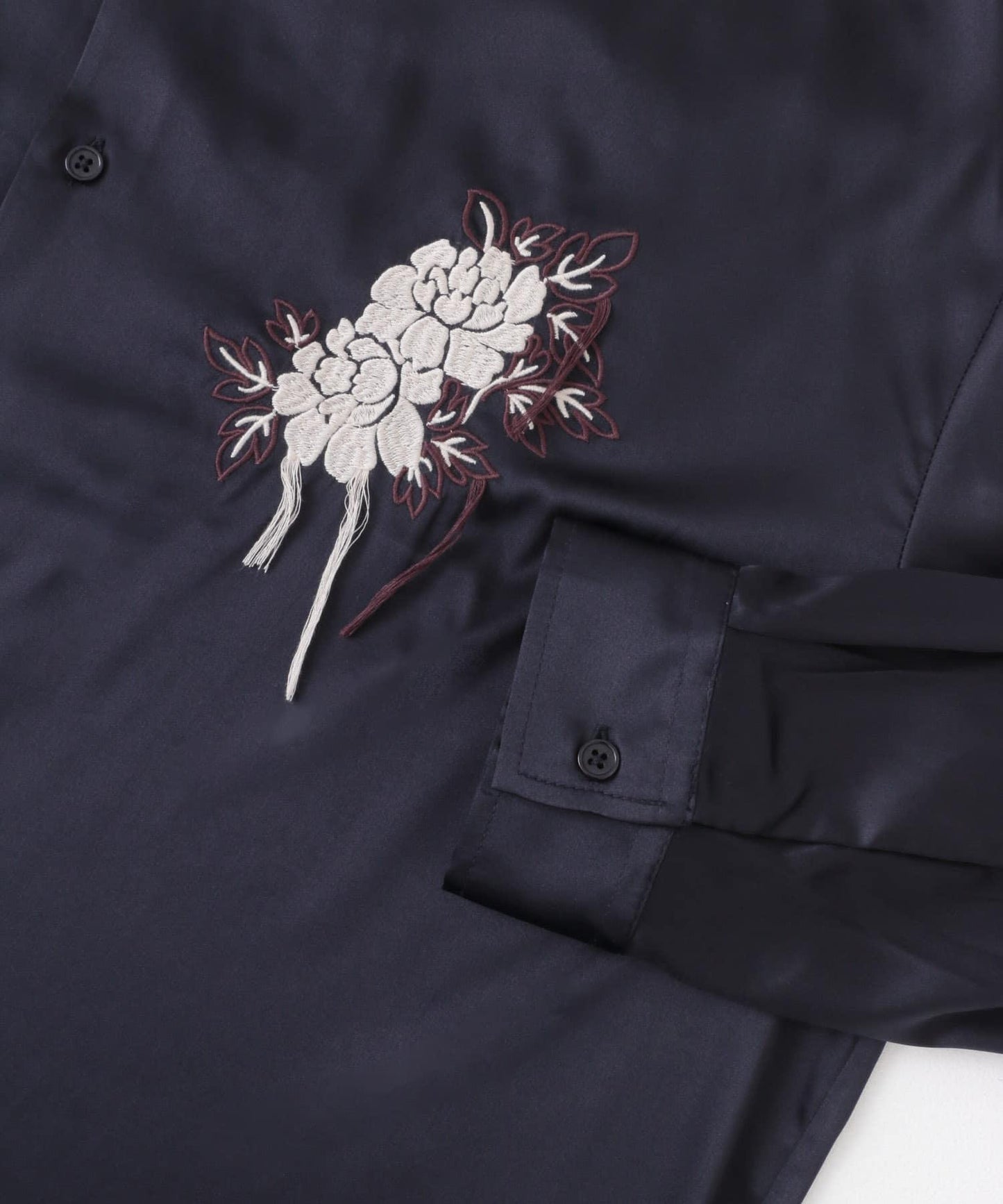 植物刺繡長袖襯衫