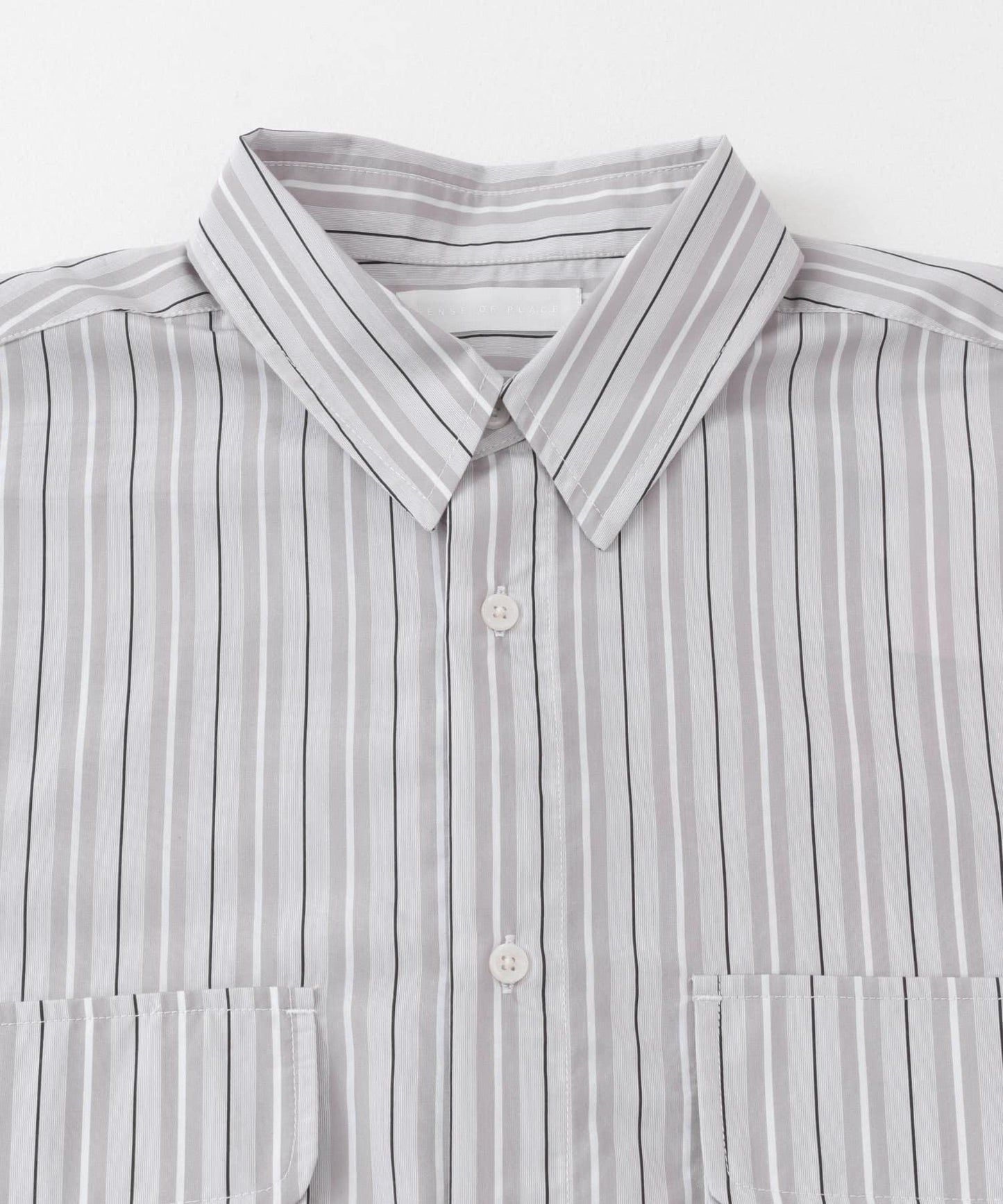 條紋CPO寬鬆襯衫(五分袖)