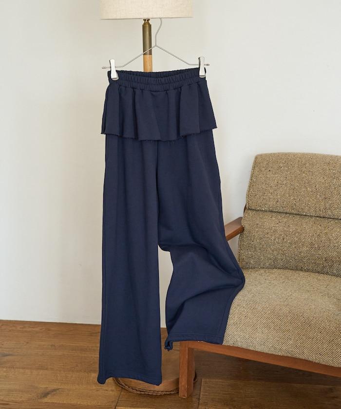 荷葉邊拼接內裡毛圈衛褲