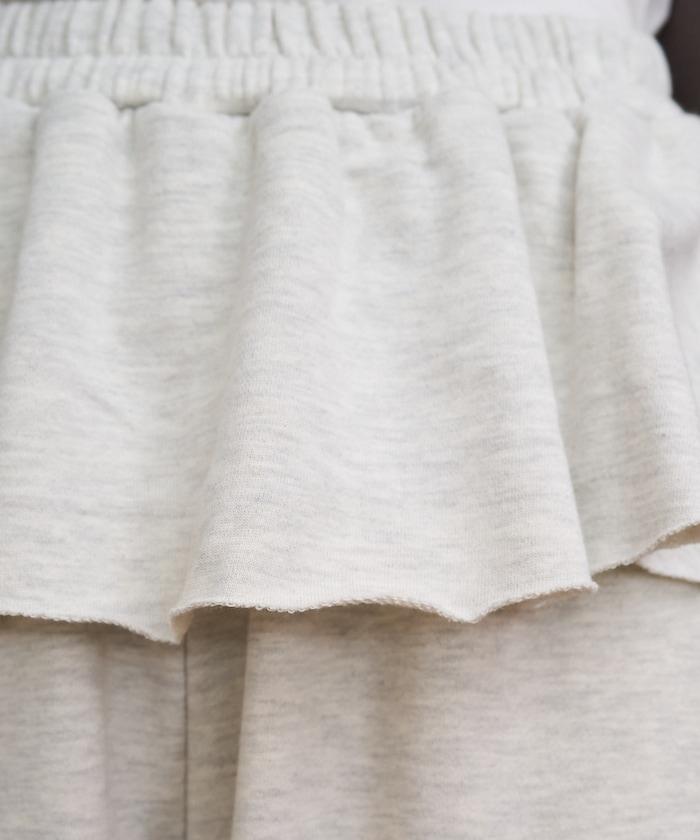 荷葉邊拼接內裡毛圈衛褲