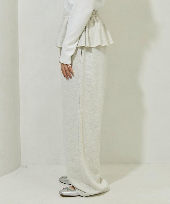 荷葉邊拼接內裡毛圈衛褲