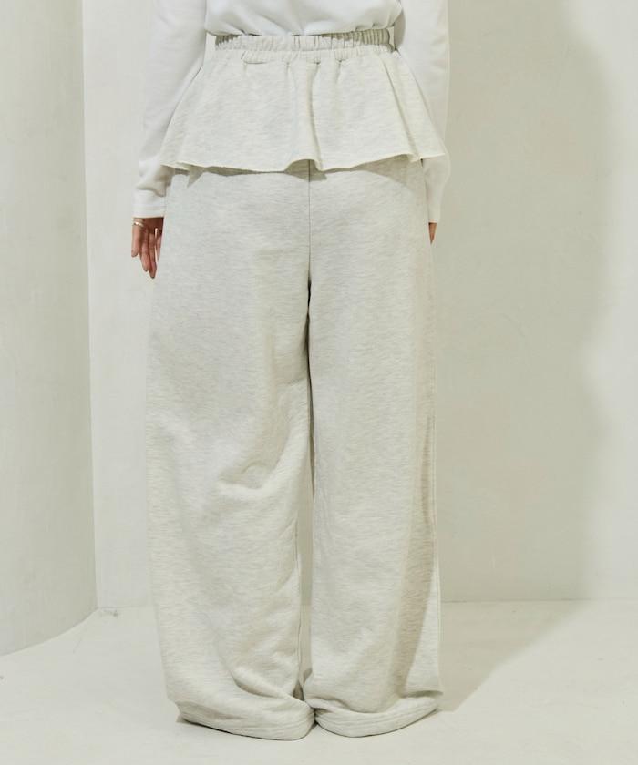 荷葉邊拼接內裡毛圈衛褲