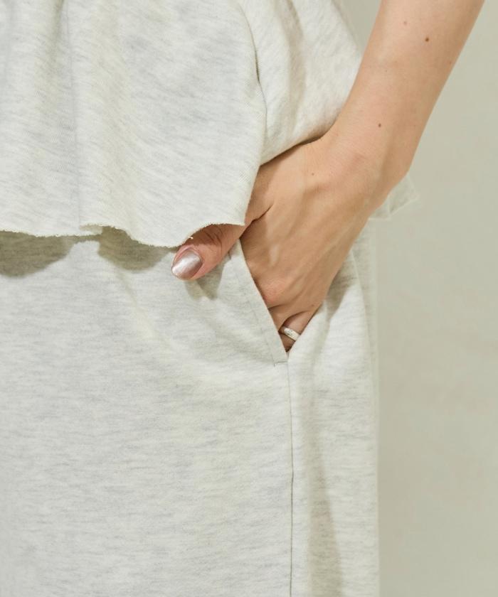 荷葉邊拼接內裡毛圈衛褲