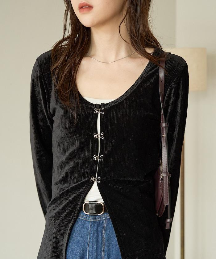 楊柳天鵝絨釦子上衣