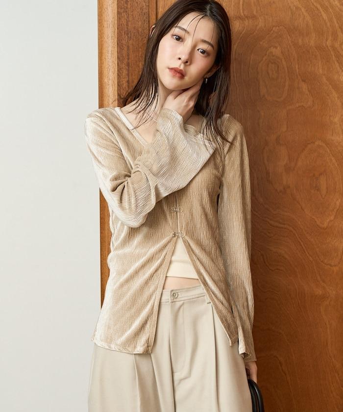 楊柳天鵝絨釦子上衣