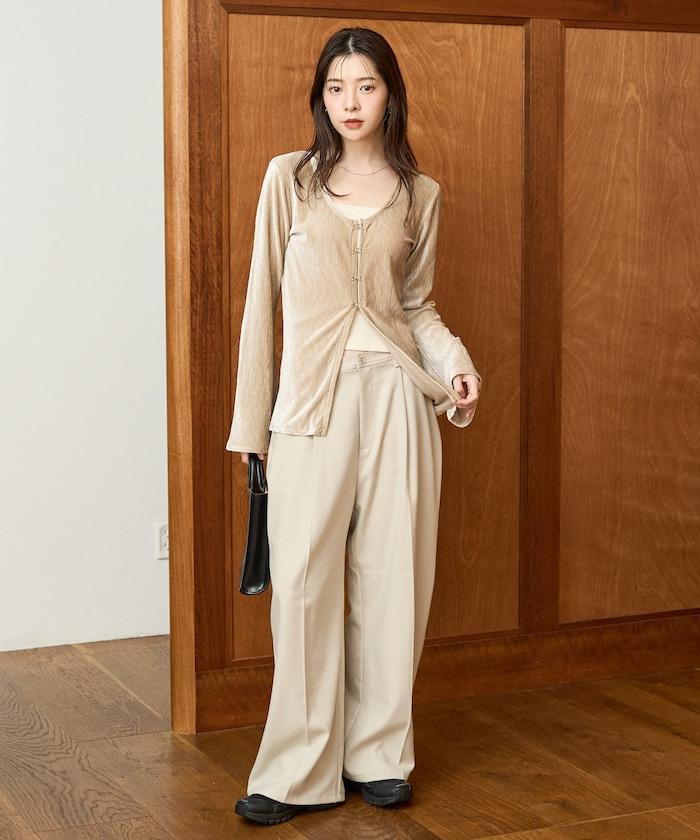 楊柳天鵝絨釦子上衣