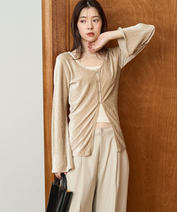 楊柳天鵝絨釦子上衣