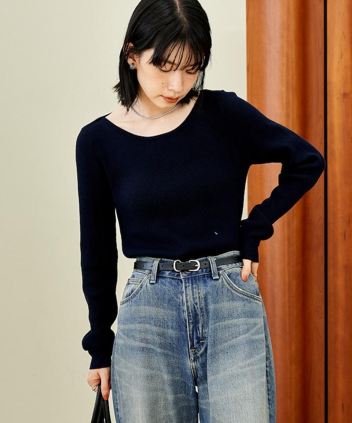 可機洗含絲船領羅紋針織衫