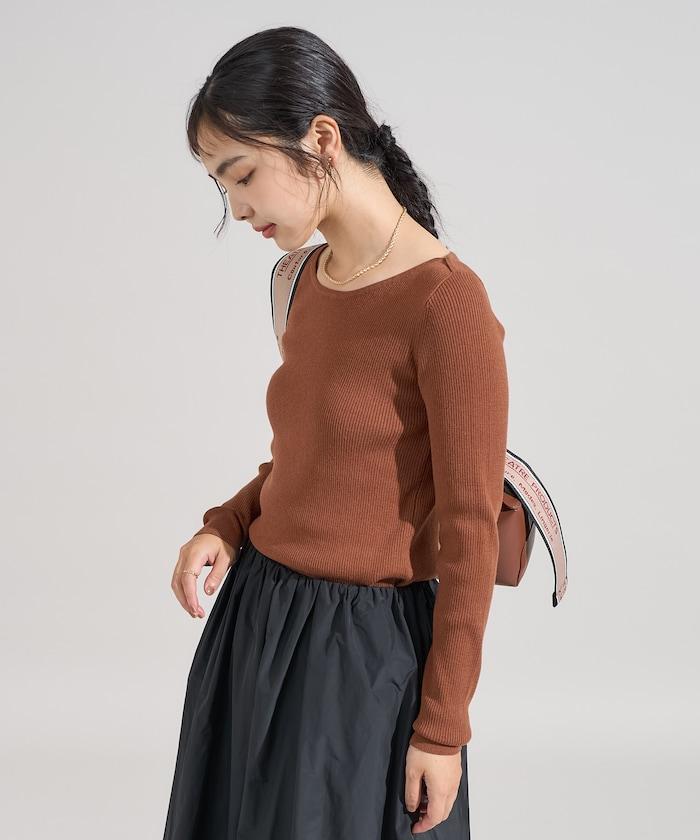 可機洗含絲船領羅紋針織衫