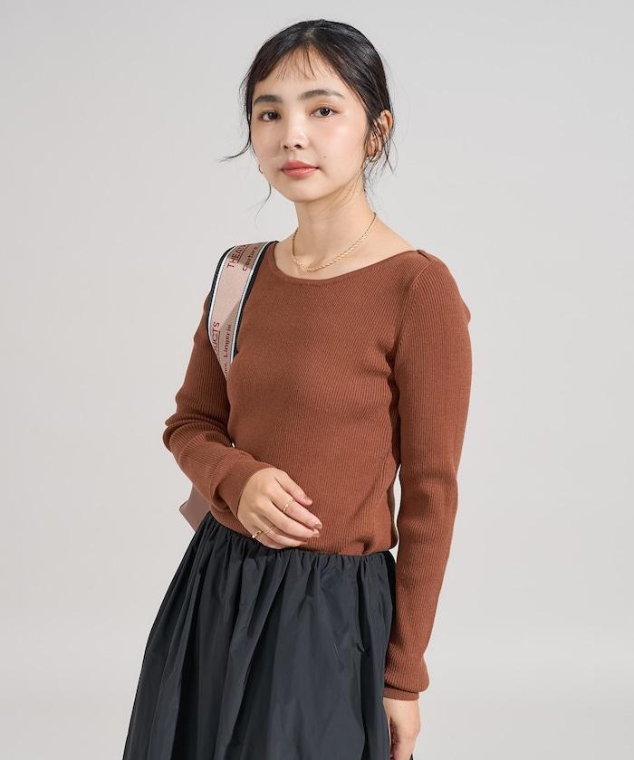 可機洗含絲船領羅紋針織衫