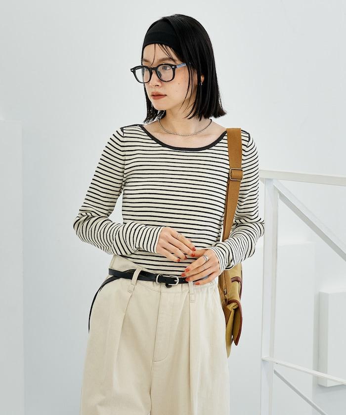 可機洗含絲船領羅紋針織衫