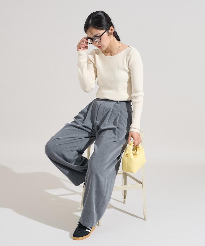 可機洗含絲船領羅紋針織衫