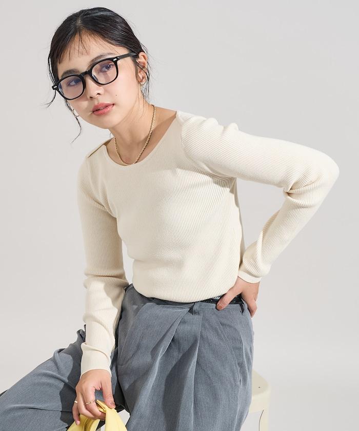 可機洗含絲船領羅紋針織衫