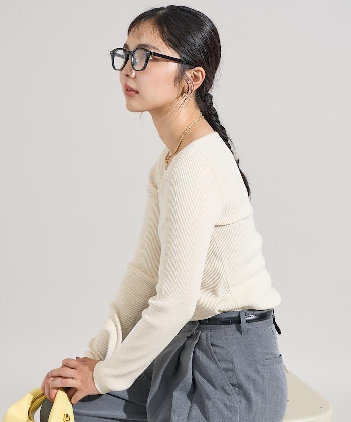 可機洗含絲船領羅紋針織衫