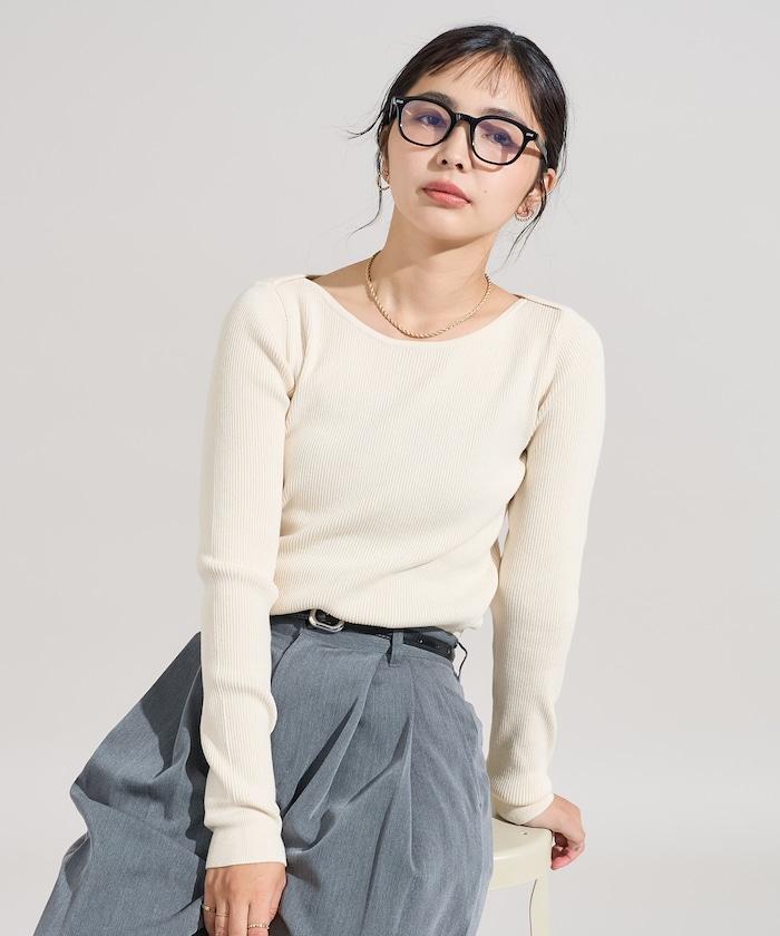 可機洗含絲船領羅紋針織衫