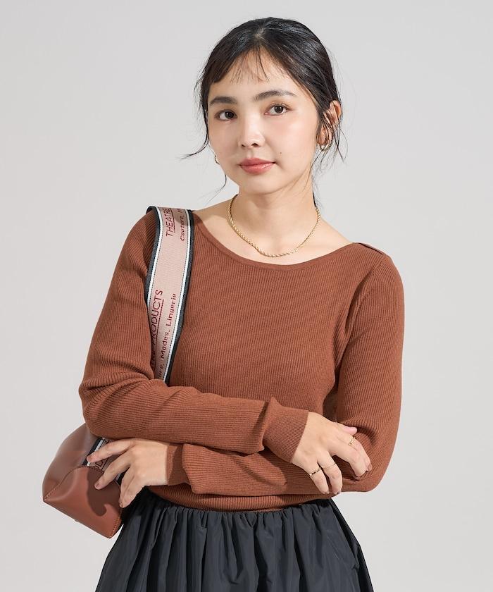 可機洗含絲船領羅紋針織衫