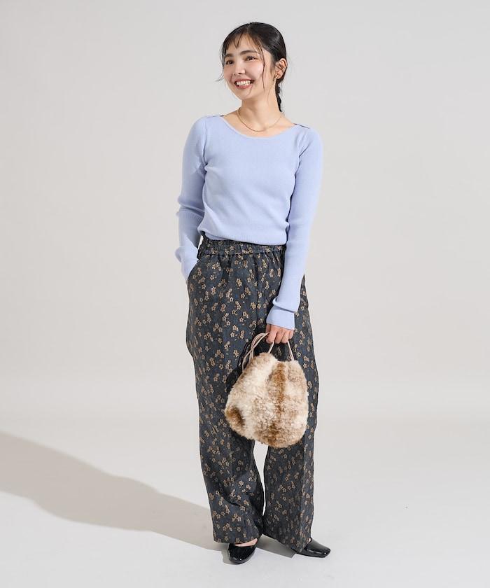 可機洗含絲船領羅紋針織衫