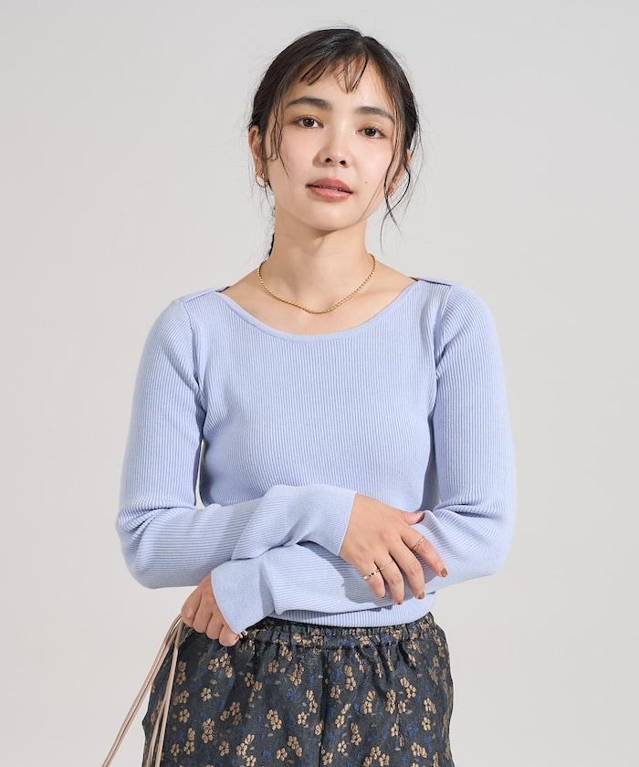 可機洗含絲船領羅紋針織衫