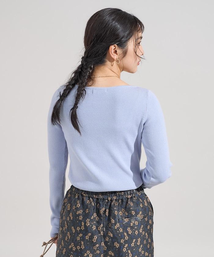 可機洗含絲船領羅紋針織衫