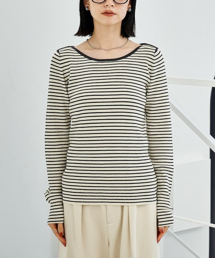 可機洗含絲船領羅紋針織衫