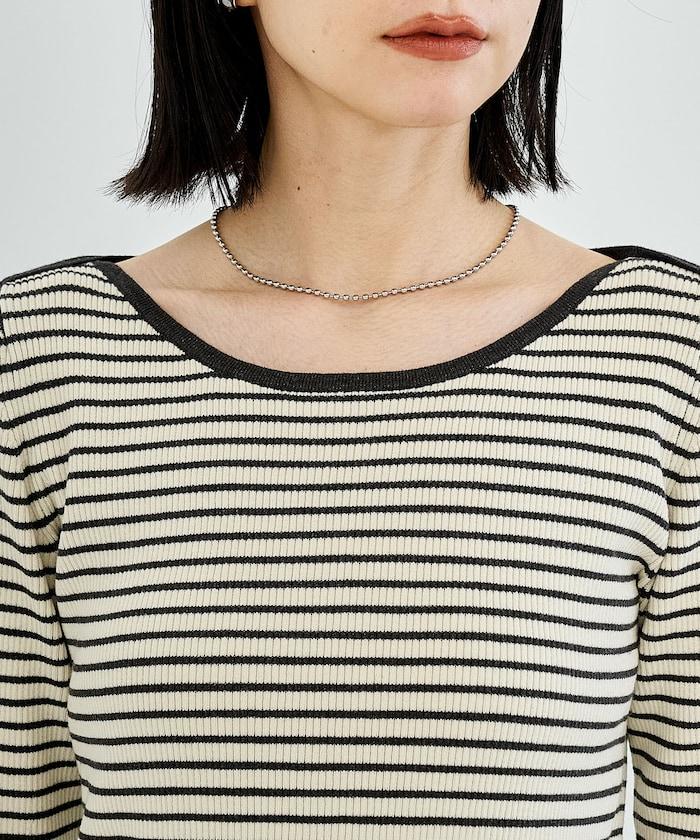 可機洗含絲船領羅紋針織衫