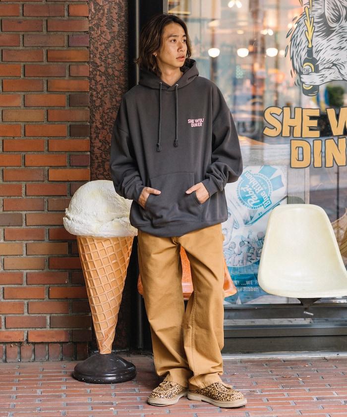 SHE WOLF DINER×FREAK'S STORE/シーウルフダイナー 特別款 寬鬆版型 背部印花 套頭衛衣/連帽衫/CAR